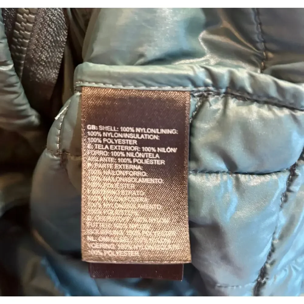 North Face Thermoball Insulated Jacket Mens Medium Teal Blue Full Zip Quilted